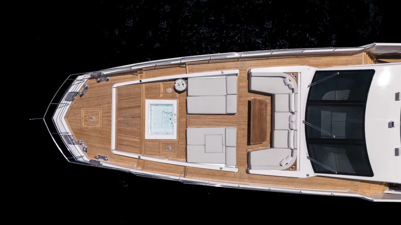 Yacht Photos Pics Top view of 2019 Azimut Grande 35 Metri yacht with spacious deck and seating area.