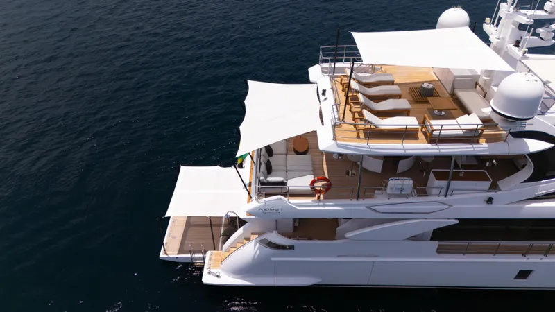  Yacht Photos Pics Luxurious 2019 Azimut Grande 35 Metri yacht with spacious decks and elegant design.