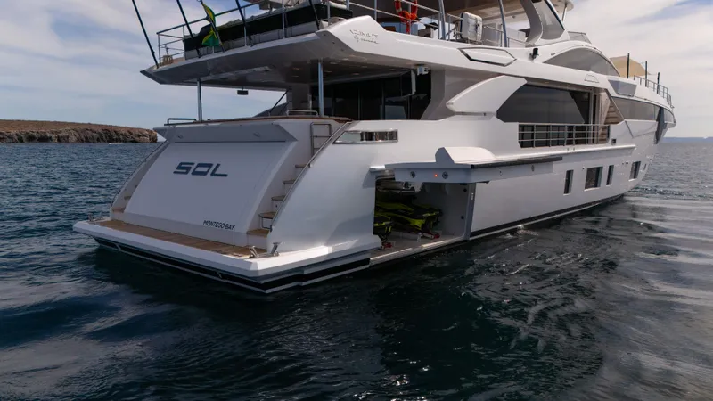  Yacht Photos Pics Luxury Azimut Grande 35 Metri yacht on open water, 2019 model.