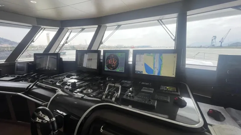  Yacht Photos Pics Bridge of 2023 Heysea Asteria 142 yacht with advanced navigation systems.