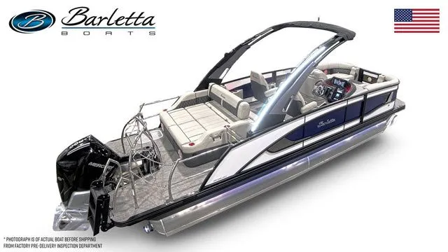  Yacht Photos Pics 2026 Barletta Lusso 23UCA luxury pontoon boat with sleek design and modern features.