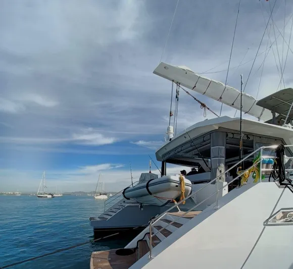 Feel So Good Yacht Photos Pics Luxury Privilege 640 yacht on calm waters, 2021 model, with clear skies.