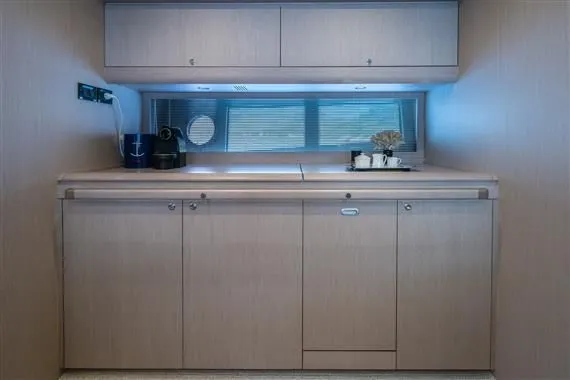 Voltor Yacht Photos Pics Interior of Riva 63 Virtus yacht kitchen, 2016 model.