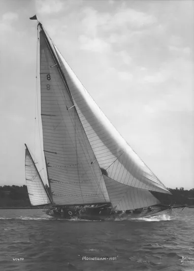 Juliette Yacht Photos Pics Vintage 1929 Custom Cutter Marconi sailboat on open water, showcasing elegant design and craftsmanship.