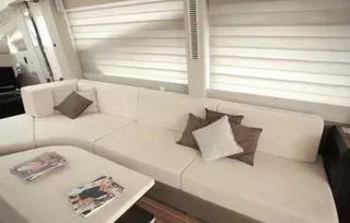  Yacht Photos Pics Luxurious interior of 2026 Schaefer 25M yacht with modern seating and decor.