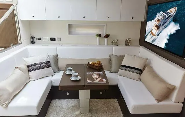  Yacht Photos Pics Luxurious Schaefer 25M yacht interior with cozy seating, elegant decor, and modern amenities, 2026 model.
