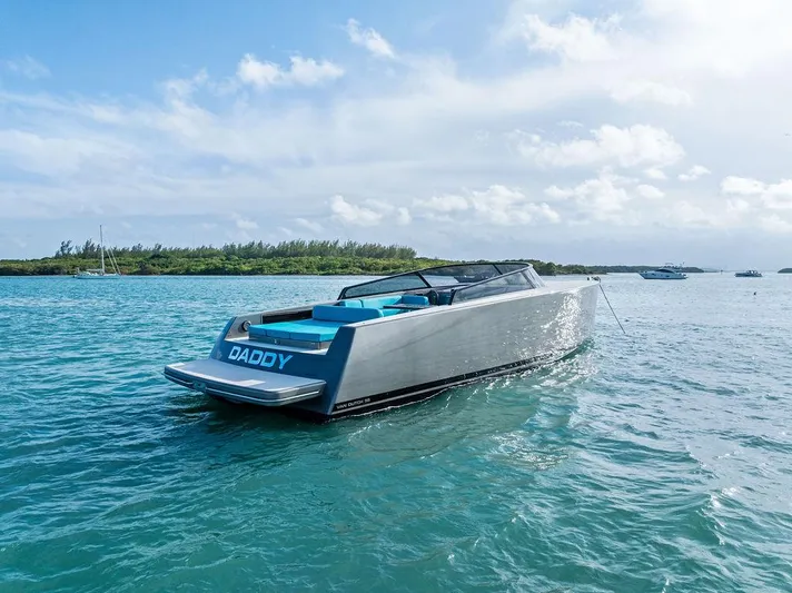 Daddy Yacht Photos Pics VanDutch 55 yacht from 2015 on clear blue water under a partly cloudy sky.