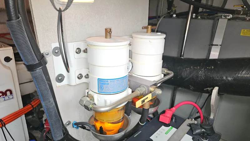 Ii-x-sessive Yacht Photos Pics Engine room of 2006 Sea Ray 48 Sundancer with Racor fuel filters.