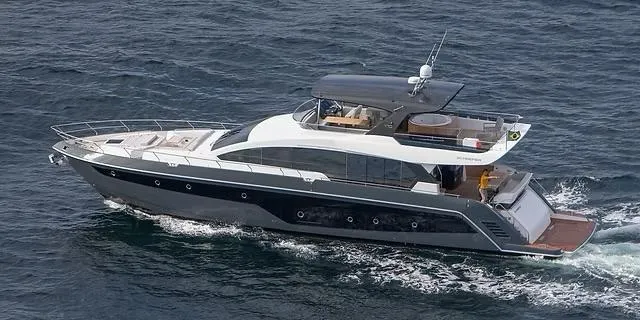  Yacht Photos Pics Luxury Schaefer 770 yacht cruising on open water, 2026 model.