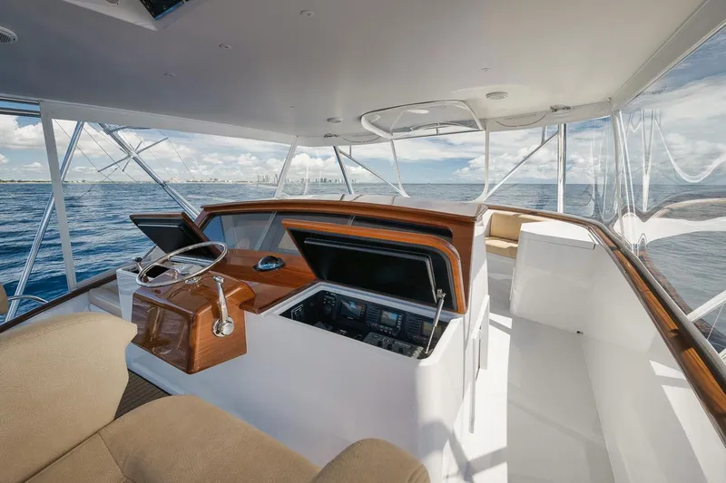 Artemis Yacht Photos Pics 2020 Merritt 77 Sportfish Convertible yacht helm with ocean view.