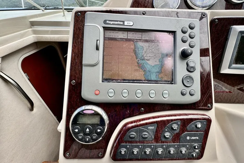  Yacht Photos Pics Raymarine GPS system on 2008 Sea Ray 330 Sundancer boat dashboard.