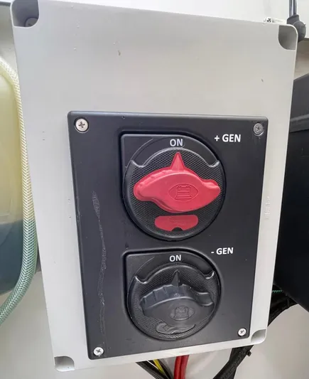 Rub A Dub Yacht Photos Pics Control panel on 2023 Beneteau Antares 11 OB with generator switches.