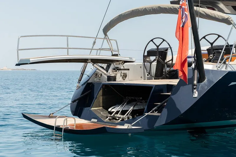 Caiarossa Yacht Photos Pics Luxury Seaway Shipman 72 yacht, 2009 model, with elegant deck and ocean backdrop.