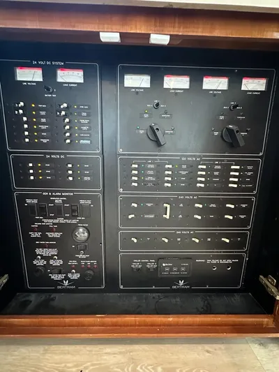  Yacht Photos Pics Electrical control panel of a 2002 Bertram 510 Convertible yacht.
