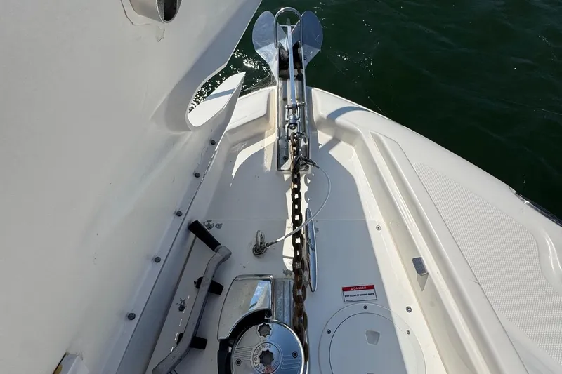  Yacht Photos Pics Bow of 2008 Sea Ray 330 Sundancer with anchor and chain mechanism.