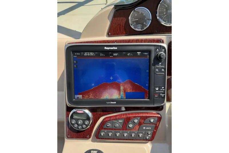  Yacht Photos Pics Raymarine navigation system on 2008 Sea Ray 330 Sundancer boat dashboard.