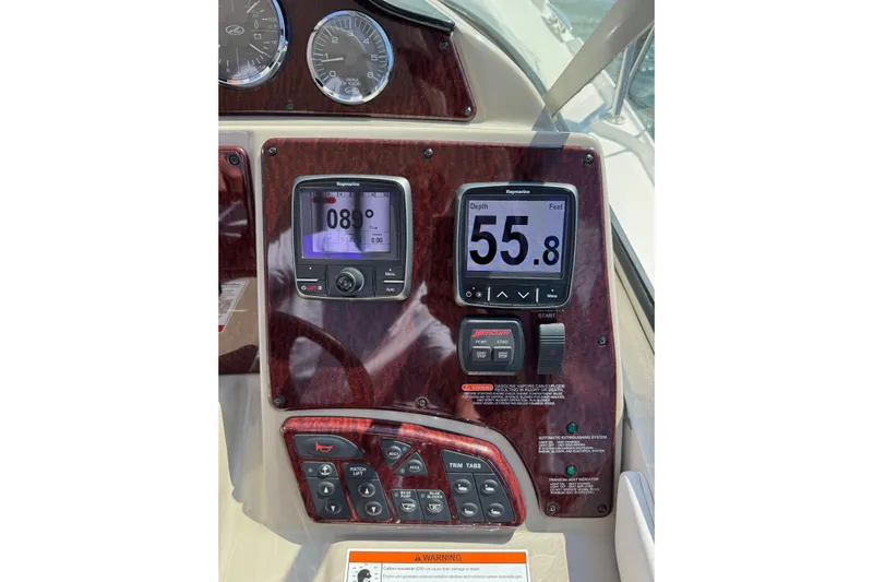  Yacht Photos Pics Control panel of 2008 Sea Ray 330 Sundancer boat with navigation instruments.