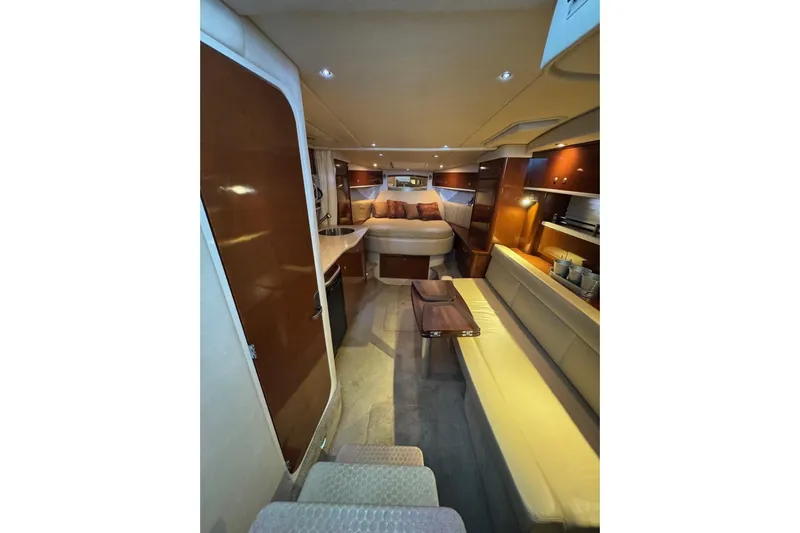  Yacht Photos Pics Interior of 2008 Sea Ray 330 Sundancer yacht with cozy seating and elegant design.