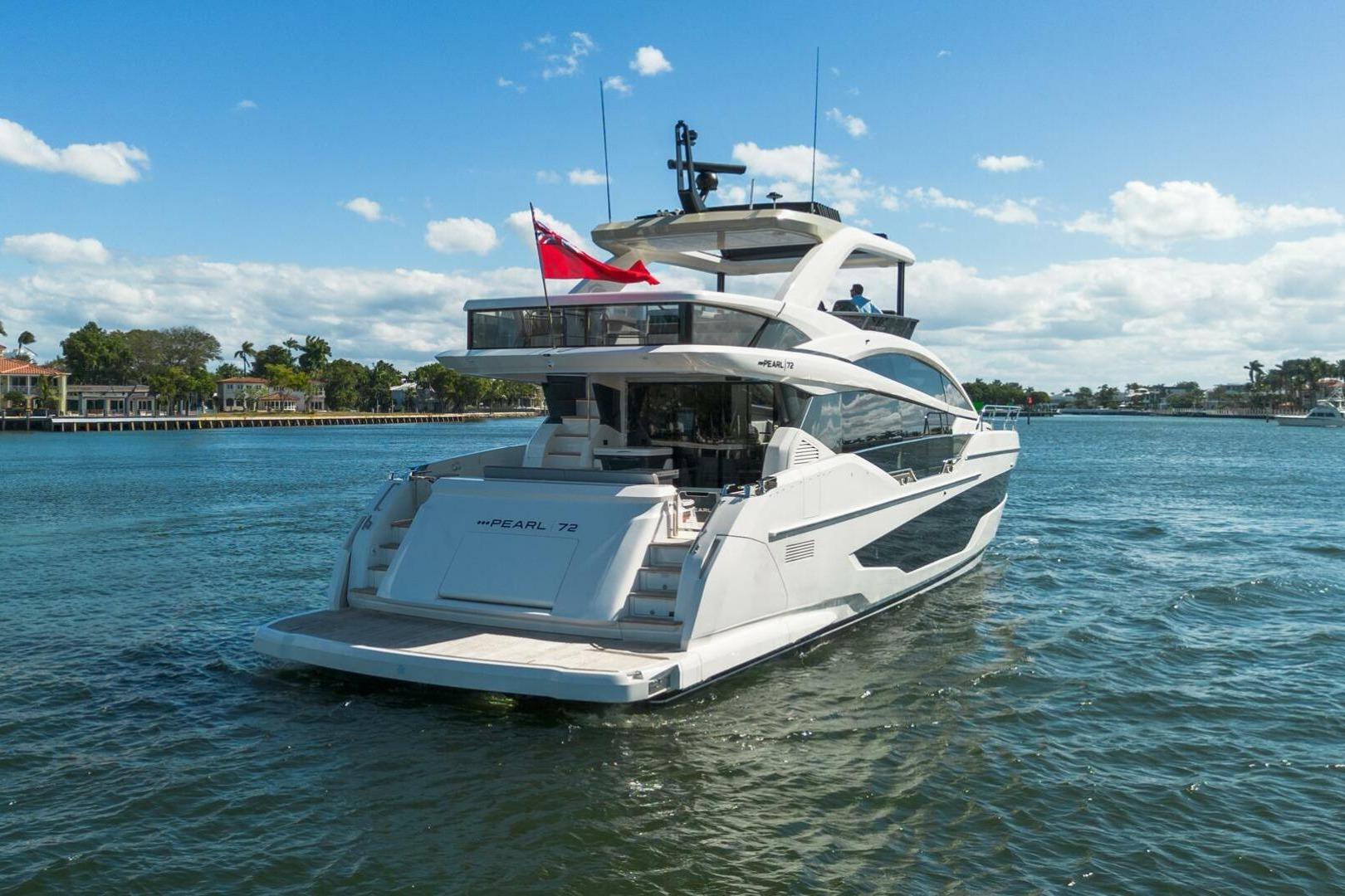 Luxury Pearl 72 yacht cruising on a sunny day, 2025 model.