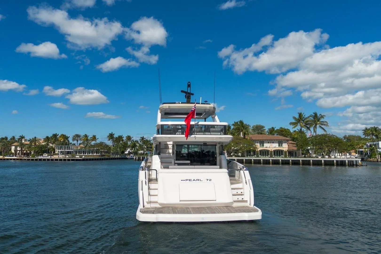 Luxury Pearl 72 yacht cruising on a sunny day, 2025 model.