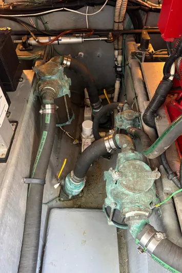 Dragon Fly Yacht Photos Pics Sea Cocks and Strainers in Engine Compartment
