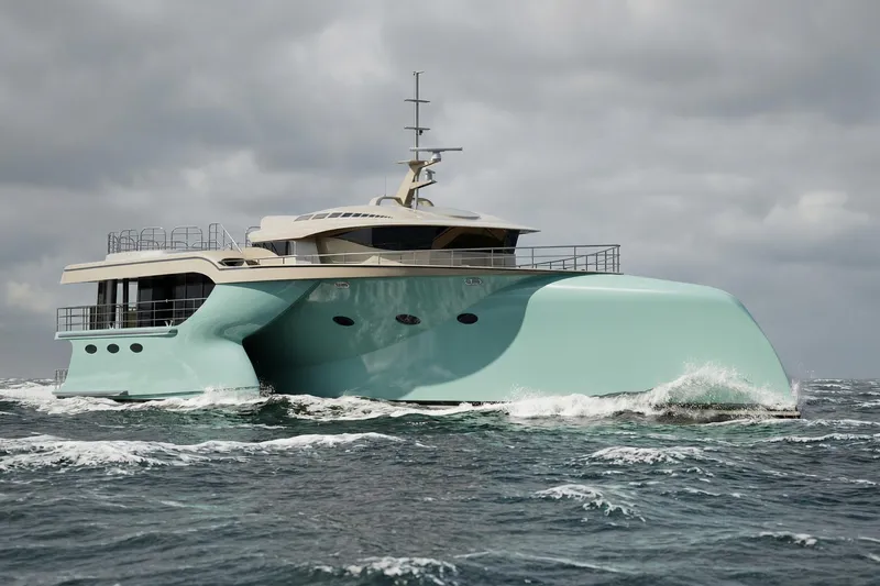 Deo Juvante Ts40 Yacht Photos Pics Futuristic Deo Juvante TS40 yacht cruising through ocean waves, 2026 model.