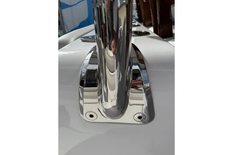  Yacht Photos Pics Close-up of a polished metal fixture on a 2026 Mag Bay 38 CC boat.