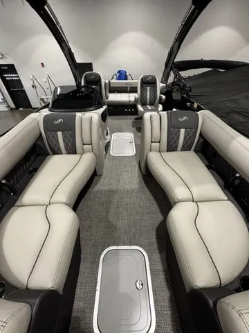 Luxurious 2025 Barletta Boats R23UCA interior with plush seating and modern design.