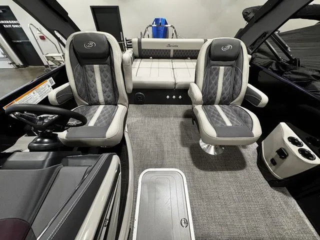 2025 Barletta Boats R23UCA interior with plush seating and modern design.