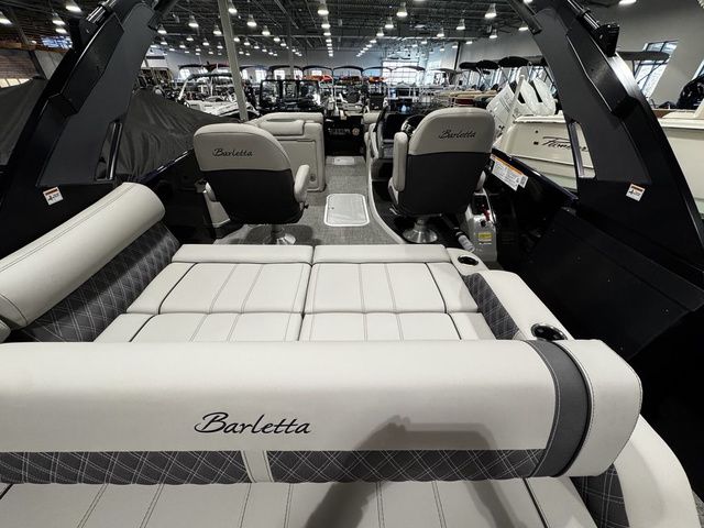 2025 Barletta R23UCA boat interior with luxurious seating and modern design.