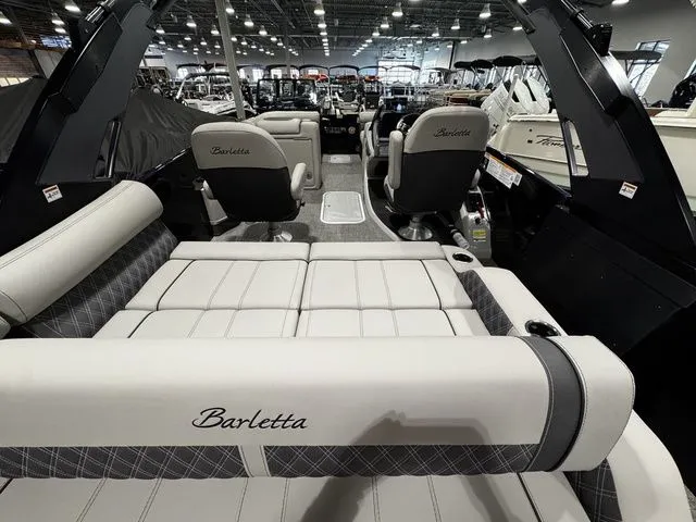 2025 Barletta R23UCA boat interior with luxurious seating and modern design.