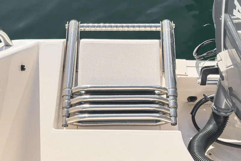  Yacht Photos Pics Stainless steel ladder on 2018 Grady-White Freedom 307 boat deck.