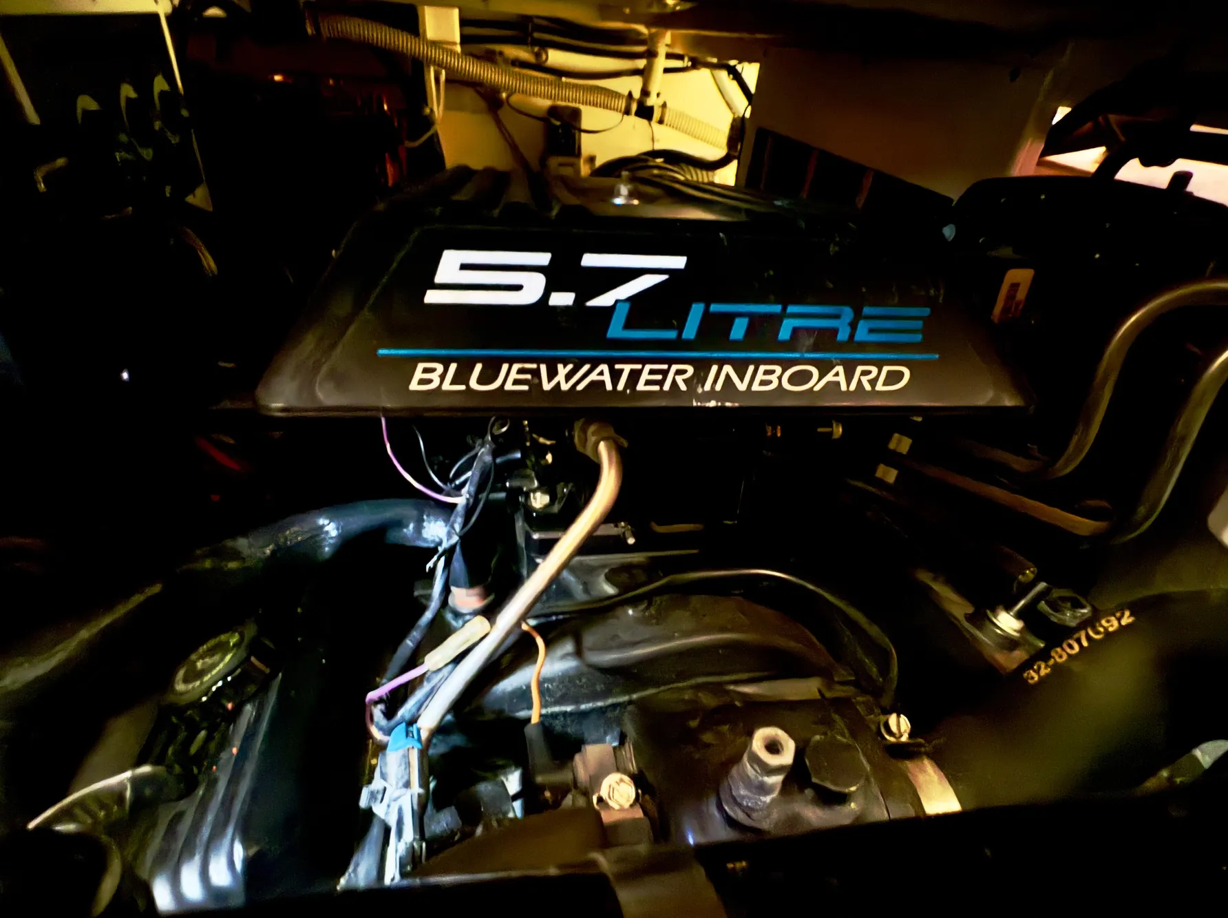 Engine of 1998 Bayliner 3388 Command Bridge Motoryacht, 5.7 Litre Bluewater Inboard.