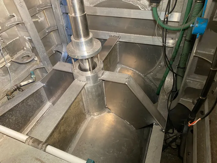 T1 Yacht Photos Pics Interior view of a 2009 custom aluminum landing craft, showcasing metal structure and components.