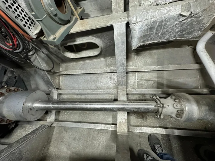 T1 Yacht Photos Pics Interior view of a 2009 Custom Aluminum Landing Craft showing metal framework and machinery components.