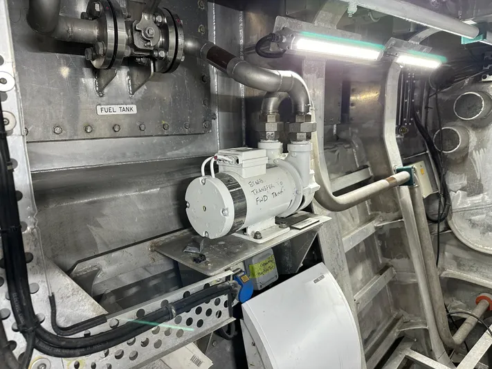 T1 Yacht Photos Pics Interior of 2009 Custom Aluminum Landing Craft showing fuel tank and machinery components.