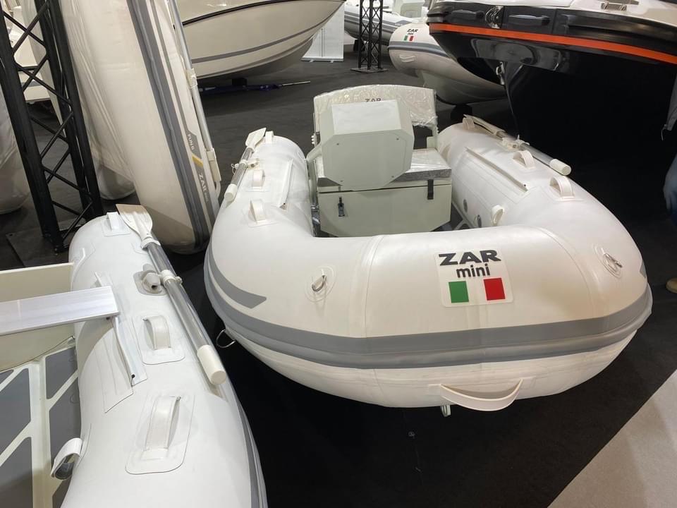 2022 ZAR Mini 13 HDL inflatable boat on display.
