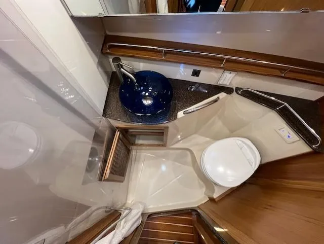 Yellow Jacket Yacht Photos Pics 2020 Ranger Tugs R-31 CB bathroom with modern sink and toilet.