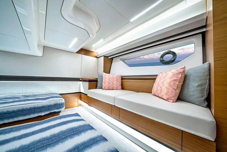  Yacht Photos Pics Manufacturer Provided Image: Luxurious interior of 2025 Tiara Yachts 48 LE with modern seating and stylish decor.