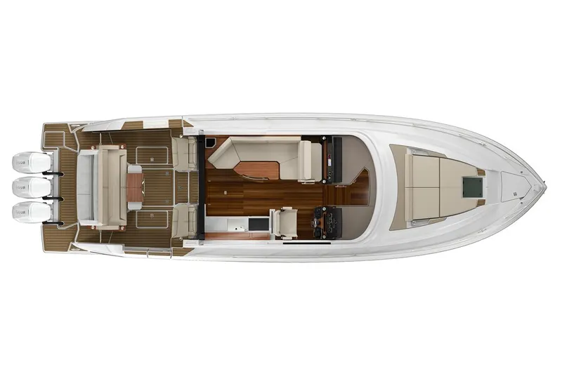  Yacht Photos Pics Manufacturer Provided Image: Top view of 2025 Tiara Yachts 48 LE luxury boat layout with triple engines.