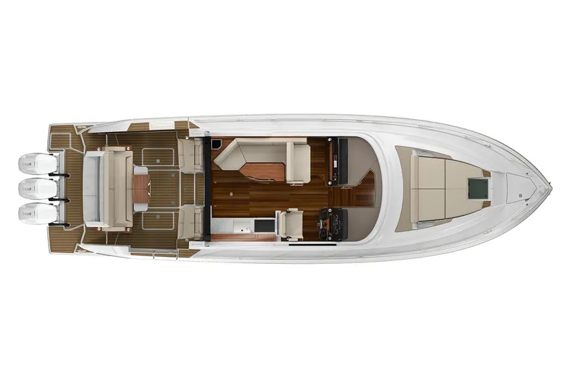  Yacht Photos Pics Manufacturer Provided Image: 2025 Tiara Yachts 48 LE top view, showcasing luxurious deck and cabin layout.