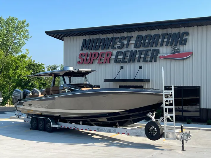  Yacht Photos Pics 2026 Nor-Tech 400 Supersport boat on trailer at Midwest Boating Super Center.