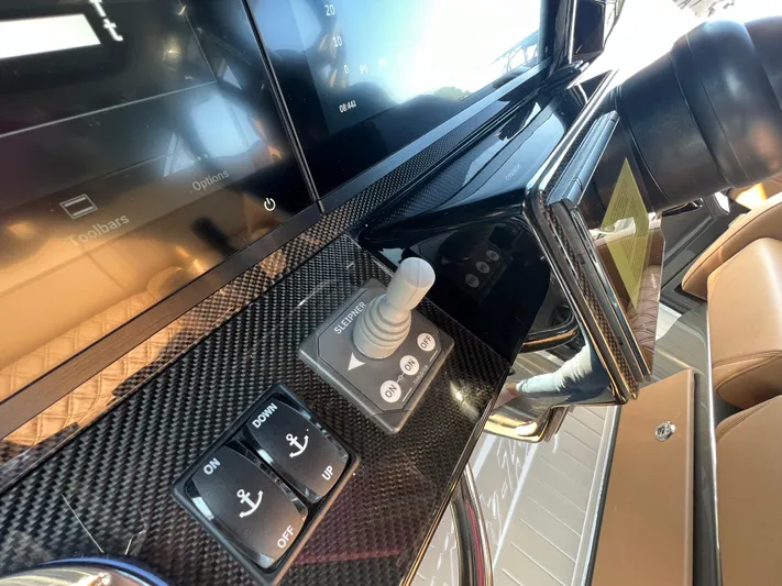  Yacht Photos Pics Control panel of 2026 Nor-Tech 400 Supersport with joystick and digital display.