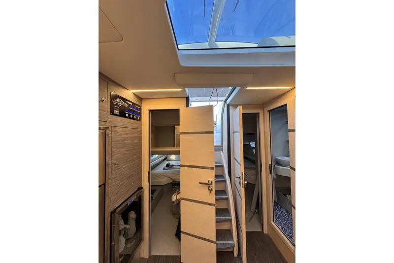 Dena Yacht Photos Pics Interior of 2021 Airon Cinquanta 50 yacht with modern design and skylight.