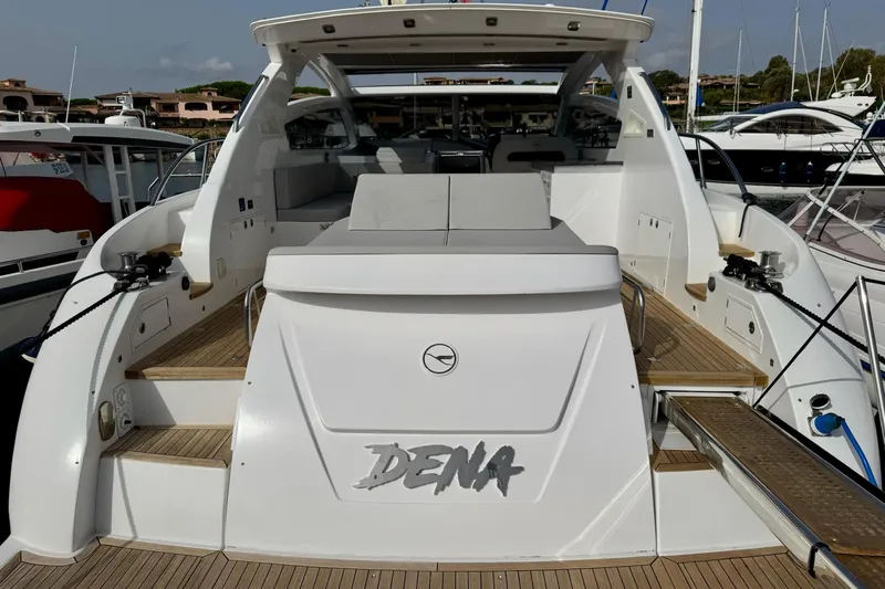 Dena Yacht Photos Pics Luxury Airon Cinquanta 50 yacht, 2021 model, docked at marina with sleek design.