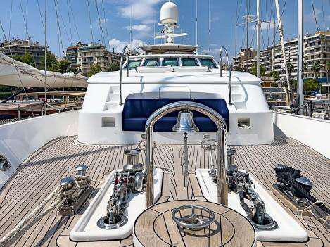 Luxury Codecasa 32m yacht, 1999 model, docked in a marina.