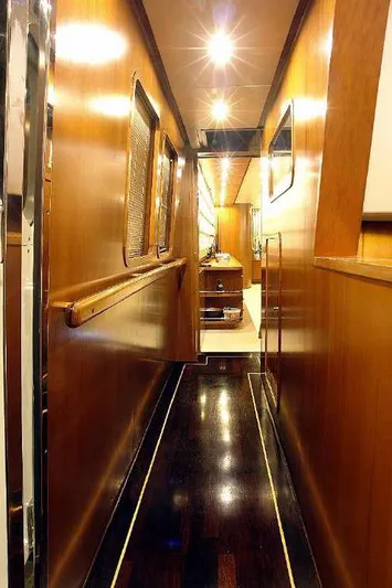  Yacht Photos Pics Luxurious wooden hallway inside a 1999 Codecasa 32m yacht.