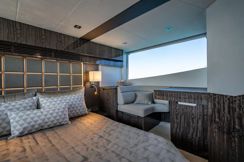  Yacht Photos Pics Luxurious interior of 2021 Galeon 500 Fly yacht with modern design and elegant furnishings.