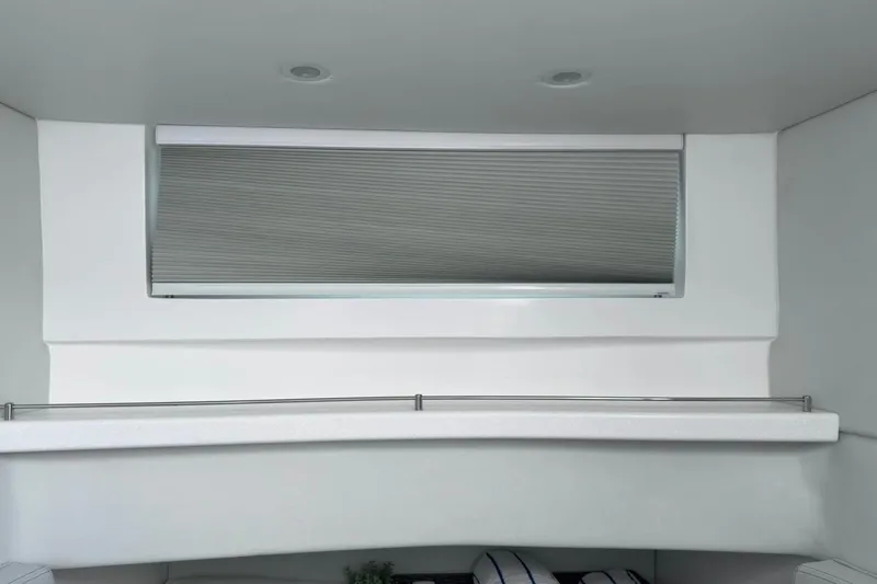  Yacht Photos Pics Interior of 2022 Intrepid 407 Panacea boat with sleek window design.