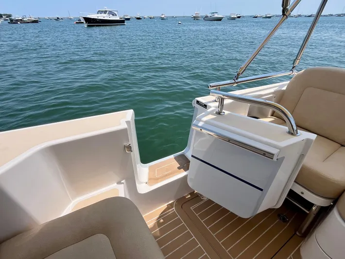 Waterlee Yacht Photos Pics 2019 MJM 35z boat interior with ocean view and seating area.